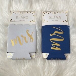 Slant Collections Mrs. and Mr. Can Holders - White and Blue